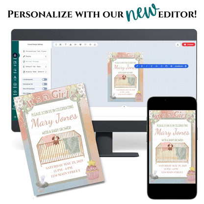 Crib Girl Baby Shower Invitation