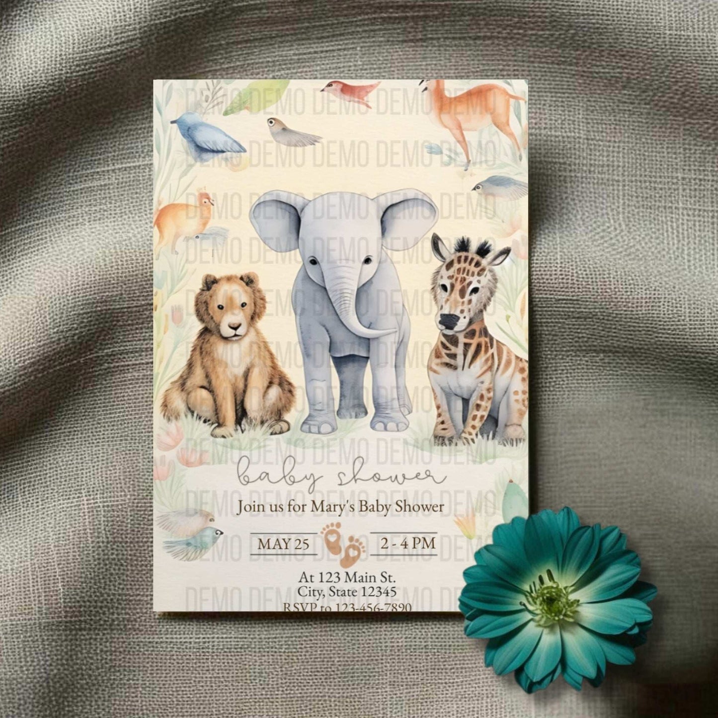 Cute Wild Animal Baby Shower Invitation – Personalized Editable Template