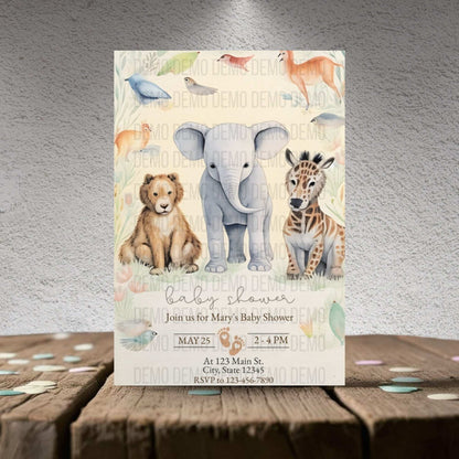 Cute Wild Animal Baby Shower Invitation – Personalized Editable Template