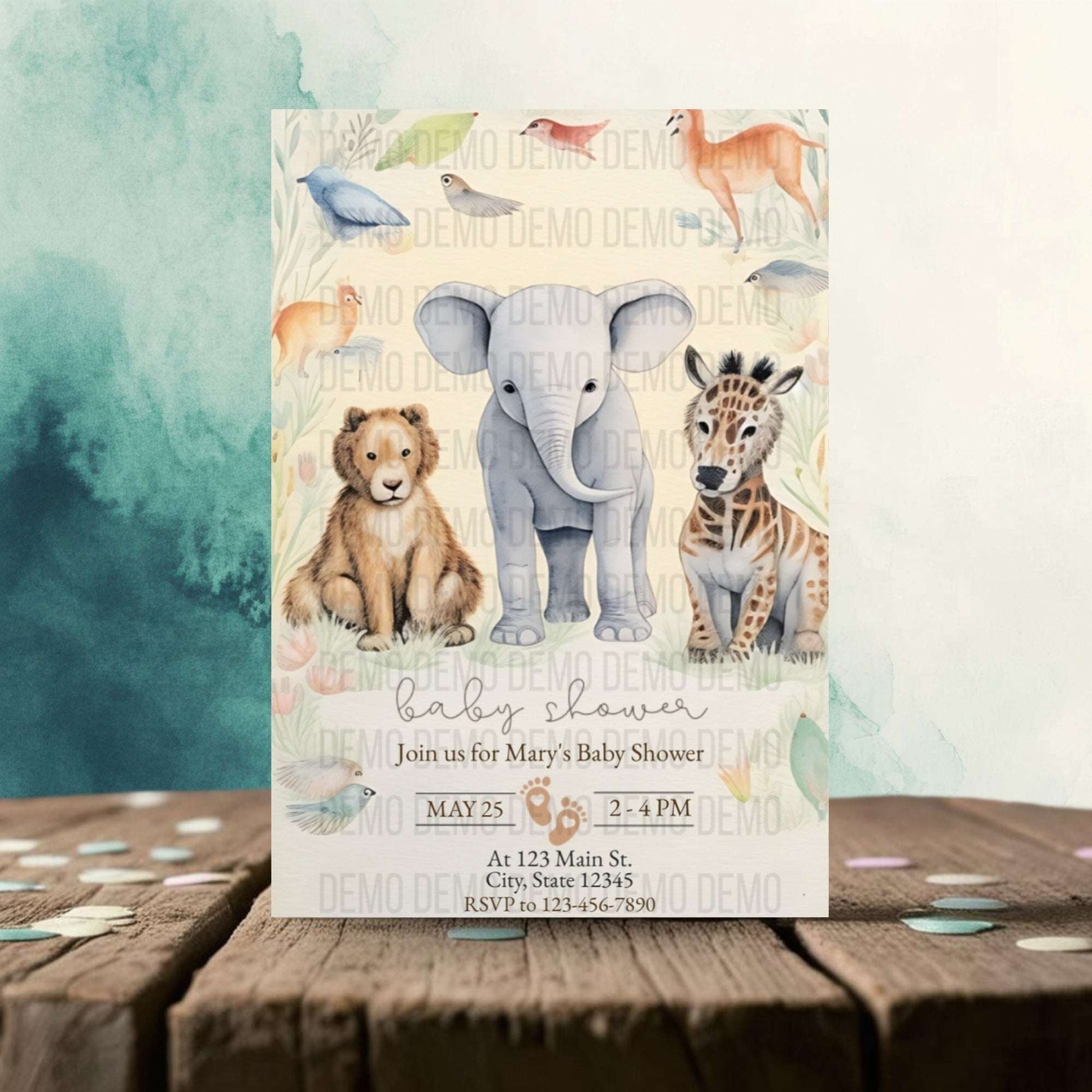 Cute Wild Animal Baby Shower Invitation – Personalized Editable Template