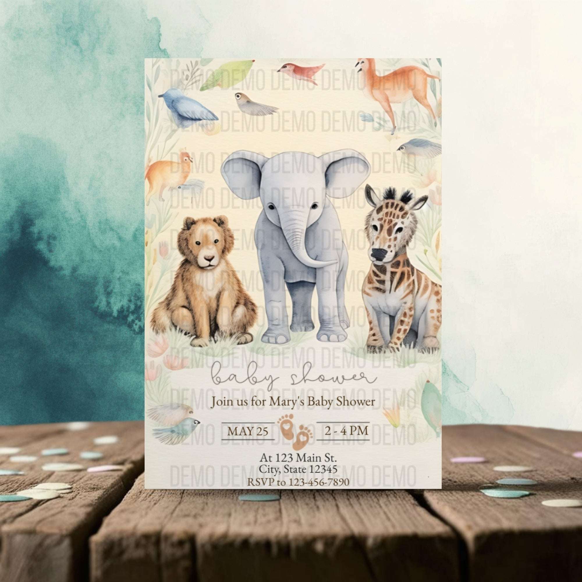 Cute Wild Animal Baby Shower Invitation – Personalized Editable Template
