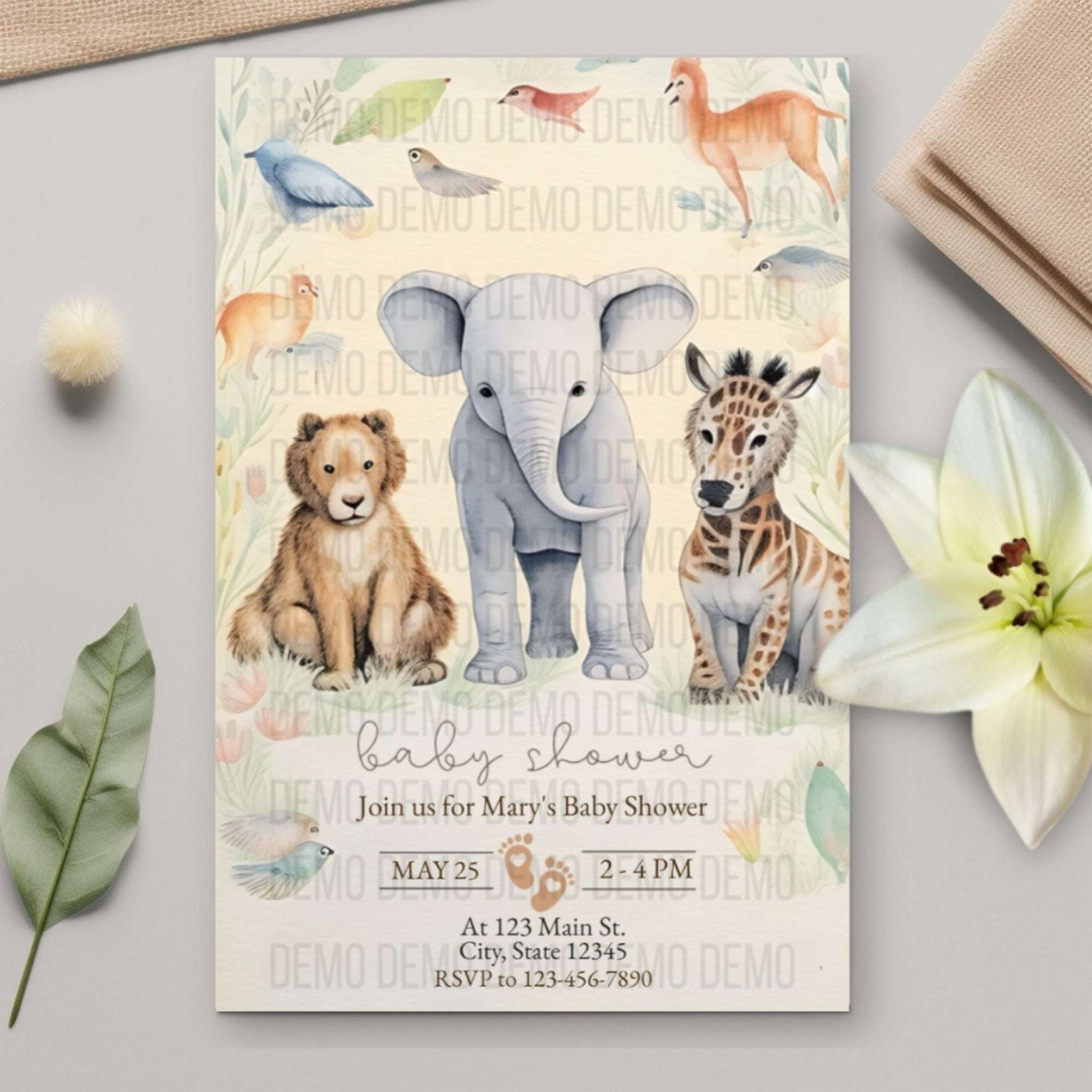 Cute Wild Animal Baby Shower Invitation – Personalized Editable Template
