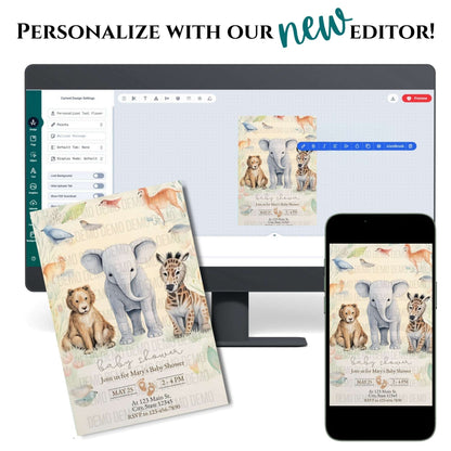 Cute Wild Animal Baby Shower Invitation – Personalized Editable Template