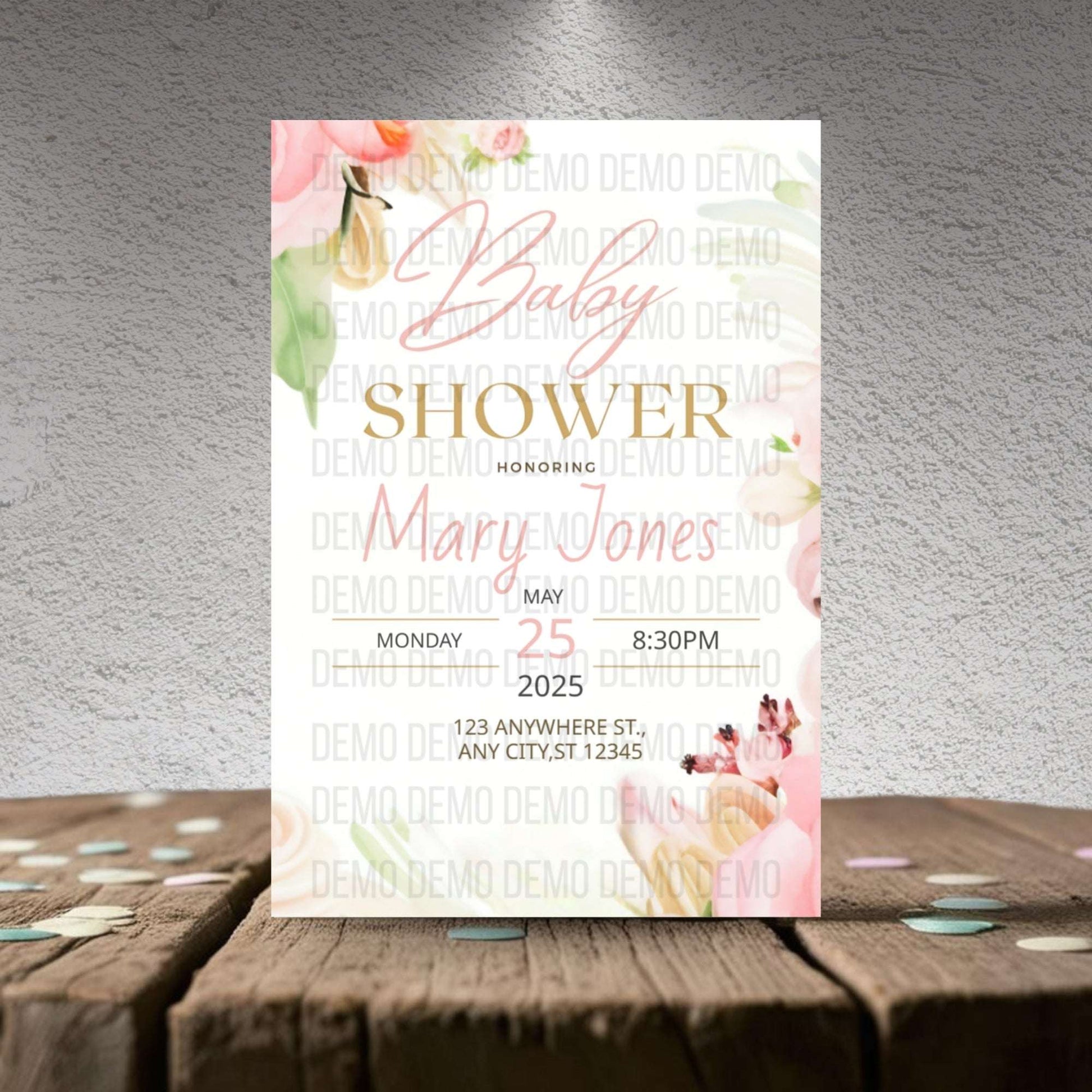 Elegant Pink Floral Baby Shower Invitation – Personalized Editable Template