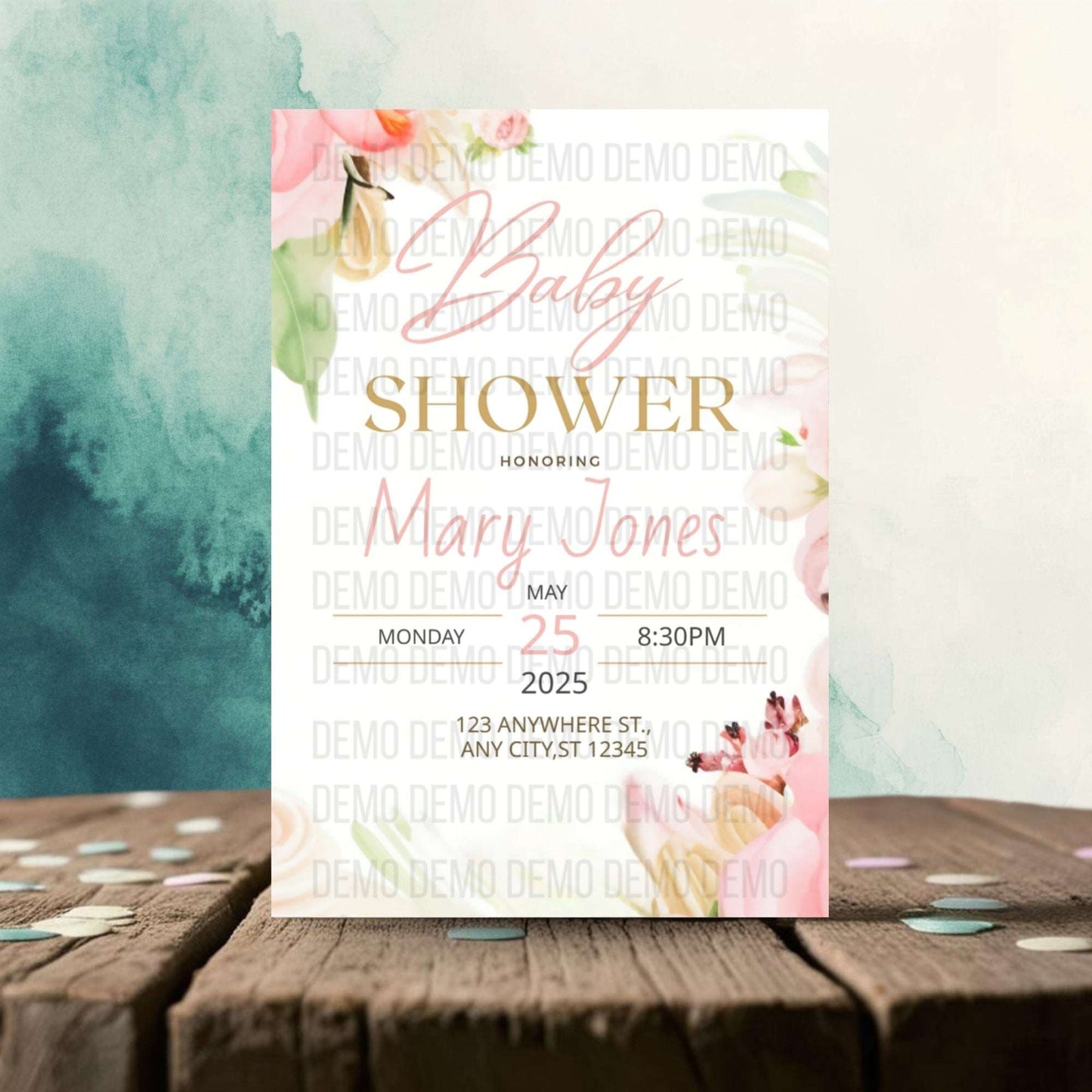 Elegant Pink Floral Baby Shower Invitation – Personalized Editable Template