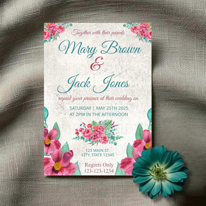 Elegant Pink Floral Wedding Invitation – Digital Template