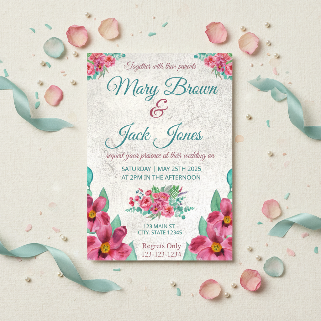 Elegant Pink Floral Wedding Invitation – Digital Template
