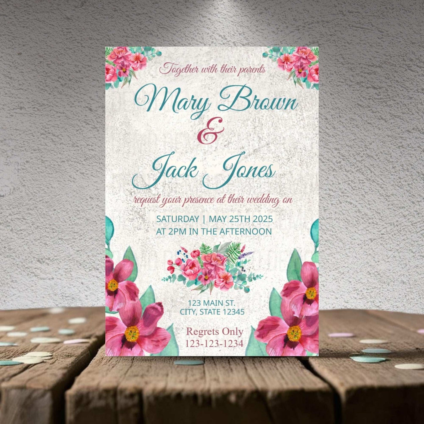 Elegant Pink Floral Wedding Invitation – Digital Template