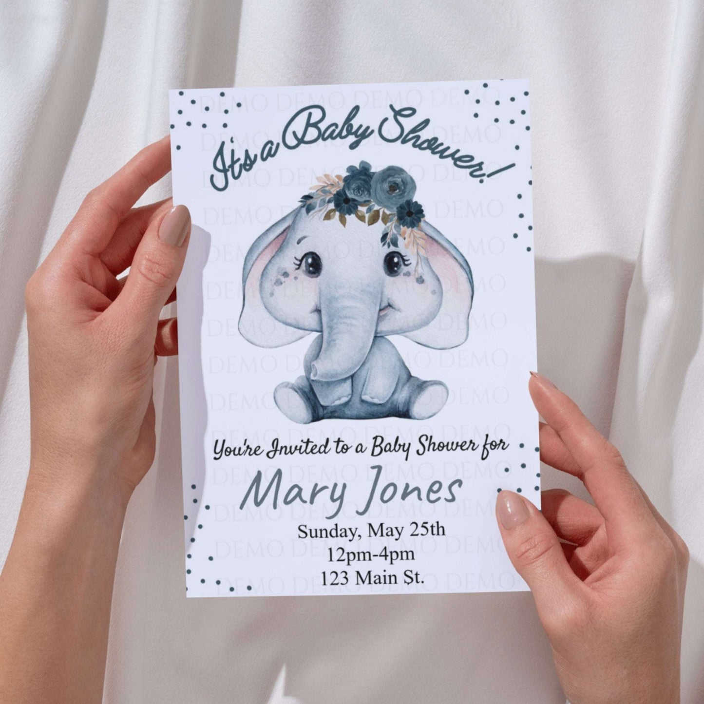 Elephant Boy Baby Shower Personalized Invitation