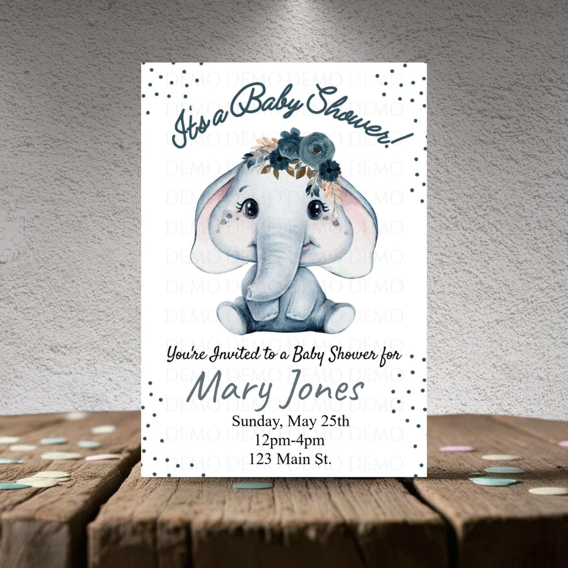 Elephant Boy Baby Shower Personalized Invitation