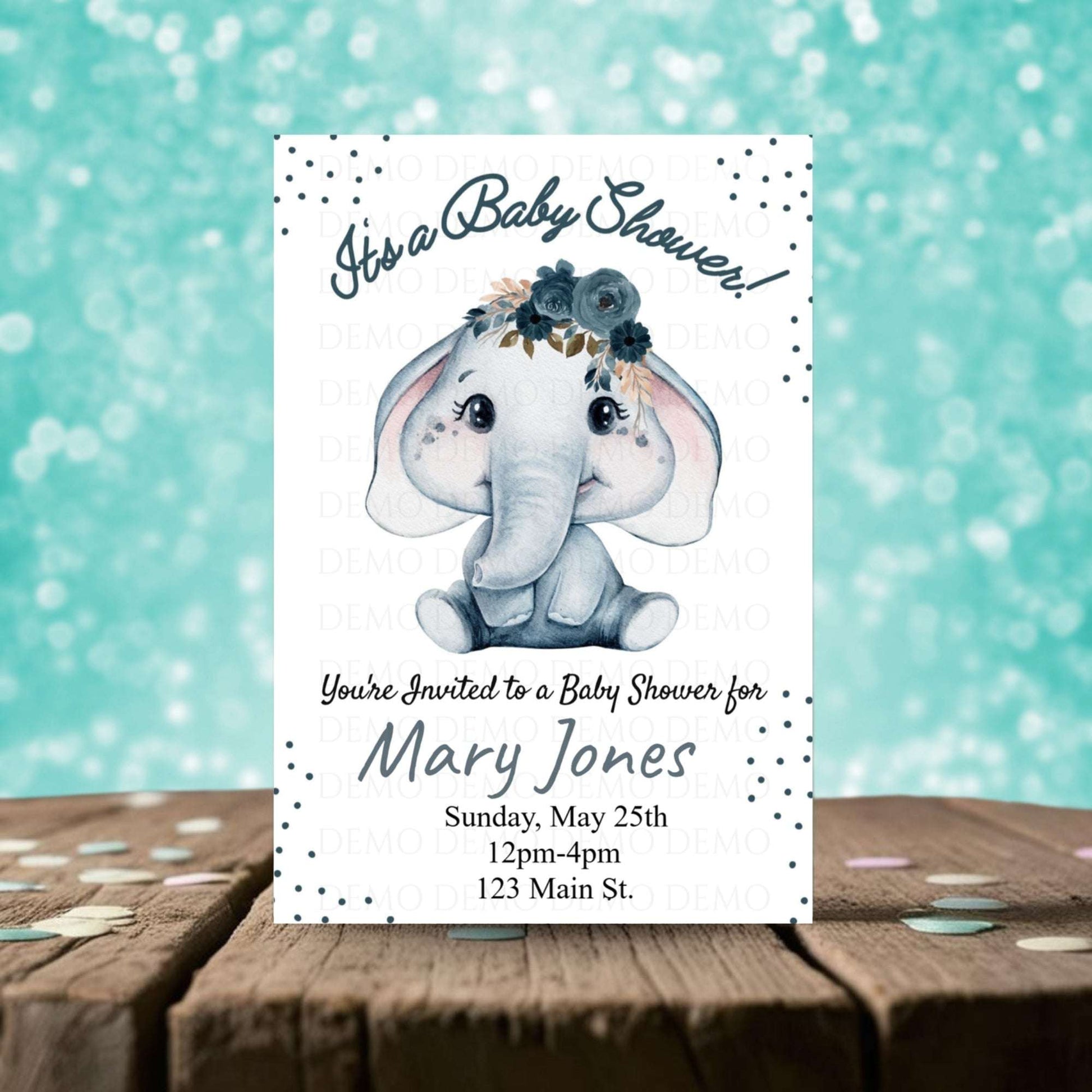Elephant Boy Baby Shower Personalized Invitation