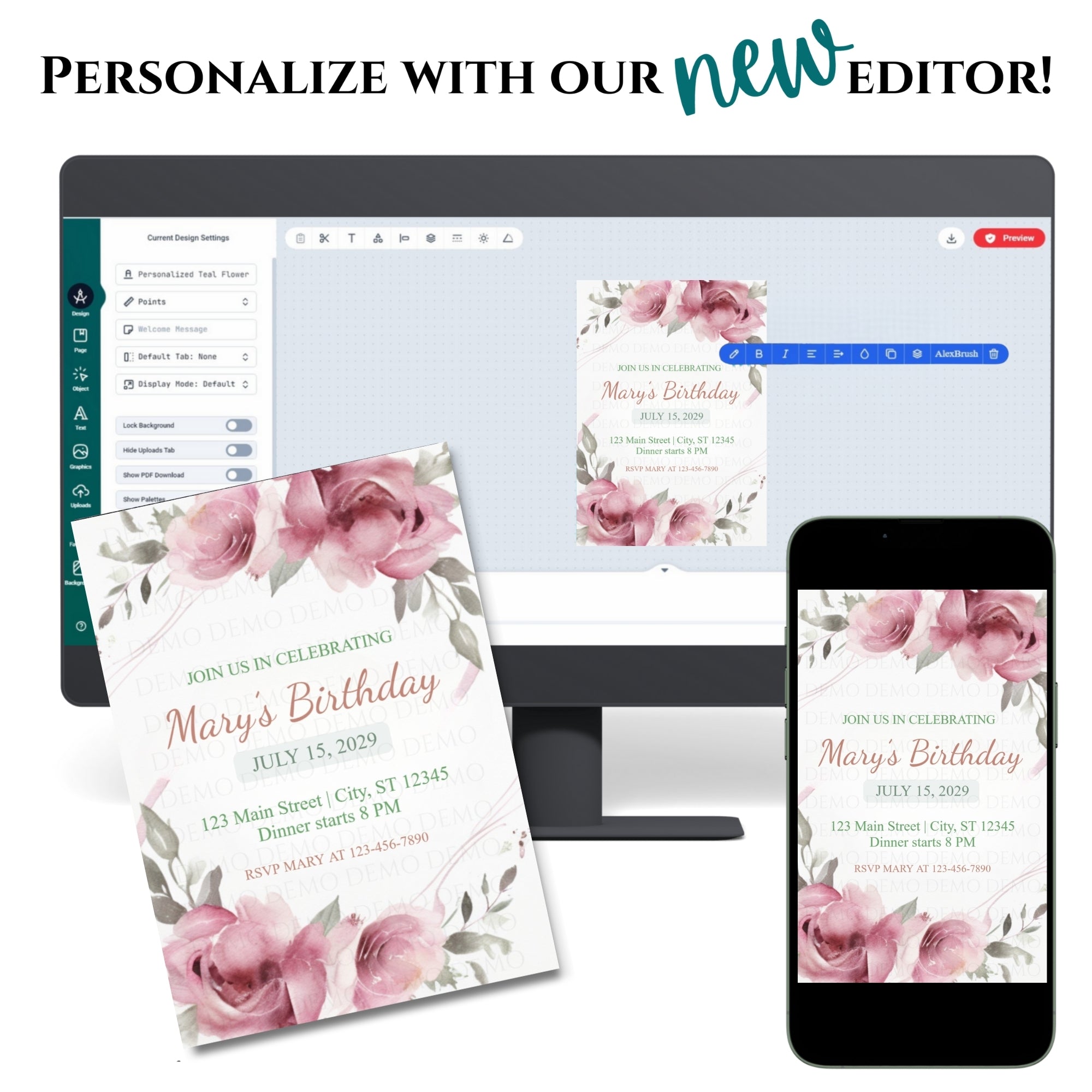 Floral Bliss Birthday Invitation
