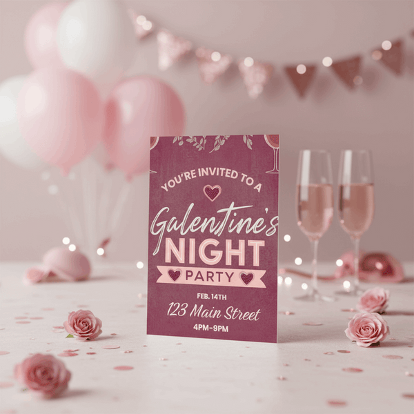Galentine’s Party Invitation Template – Editable Pink & Chic Girls Night Invite