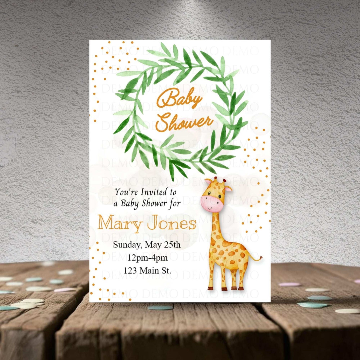 Giraffe Baby Shower Personalized Invite