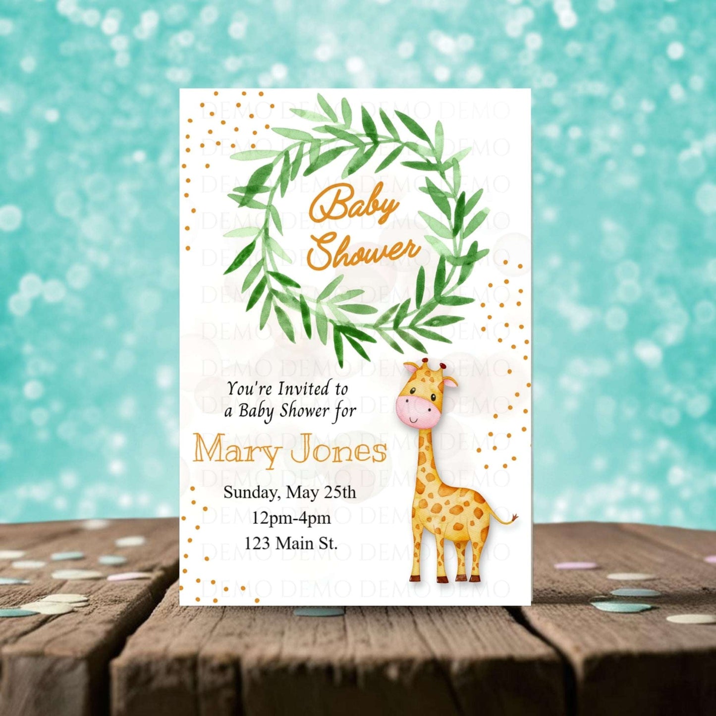 Giraffe Baby Shower Personalized Invite