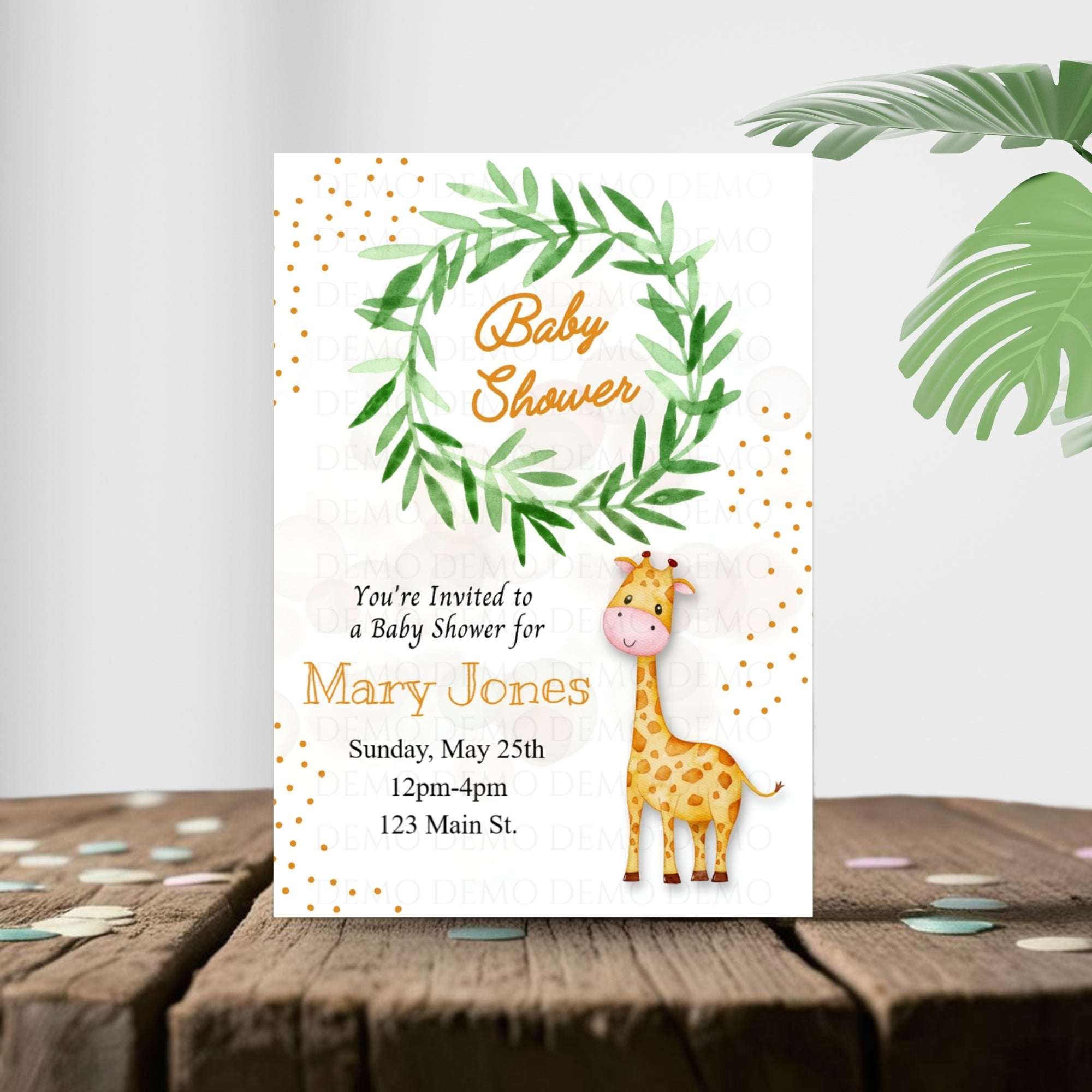 Giraffe Baby Shower Personalized Invite