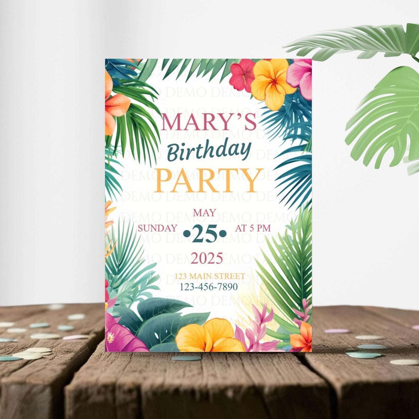 Tropical Island Birthday Party Invitation – Editable Template