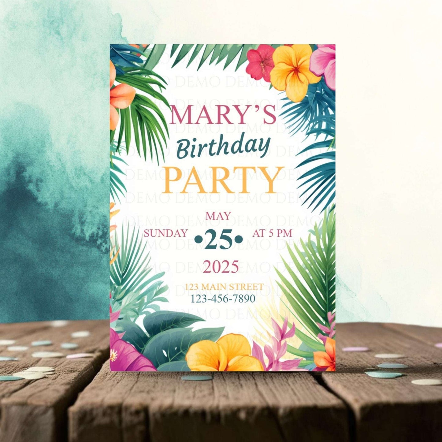 Tropical Island Birthday Party Invitation – Editable Template