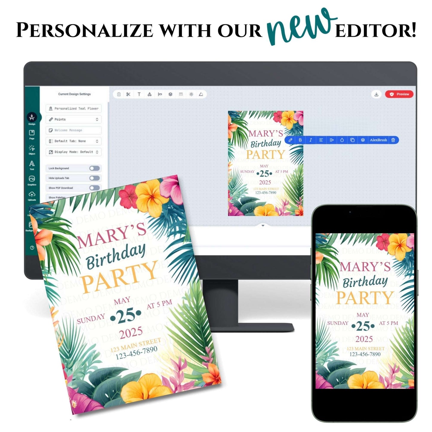 Tropical Island Birthday Party Invitation – Editable Template