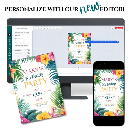 Tropical Island Birthday Party Invitation – Editable Template