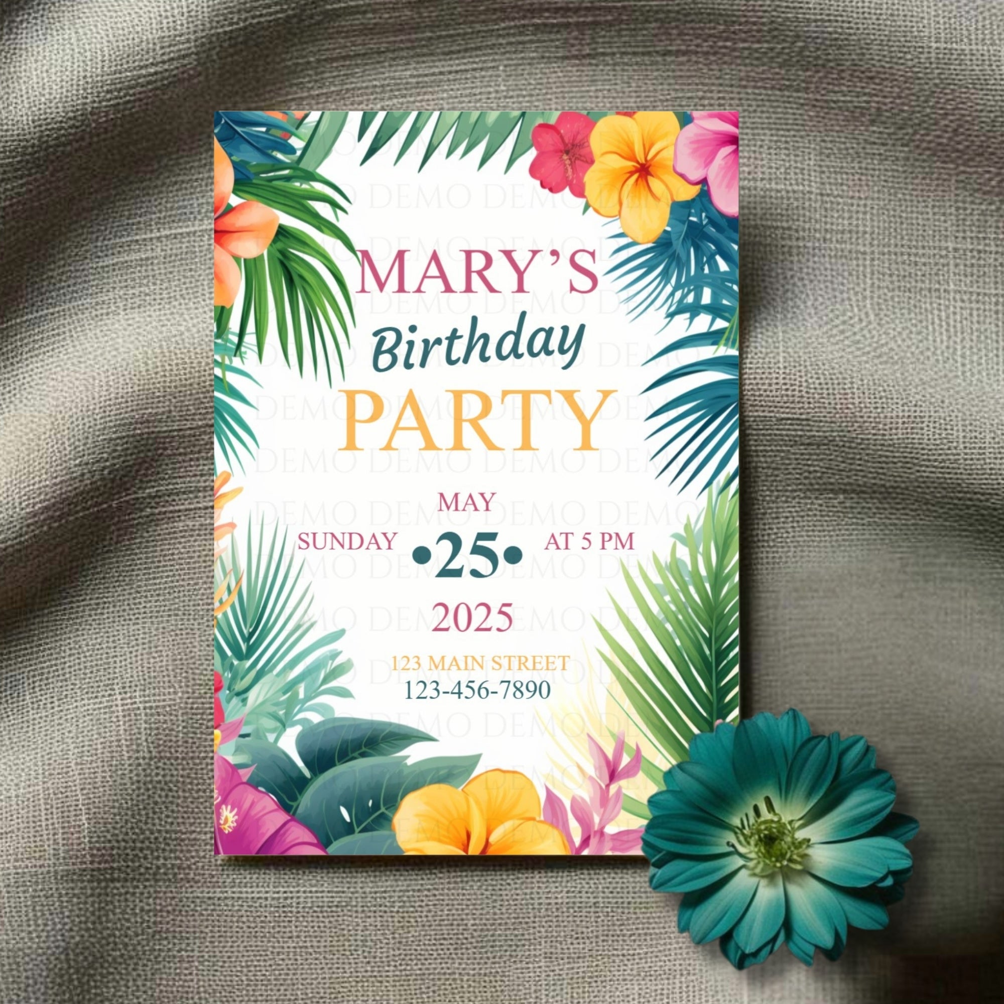 Tropical Island Birthday Party Invitation – Editable Template