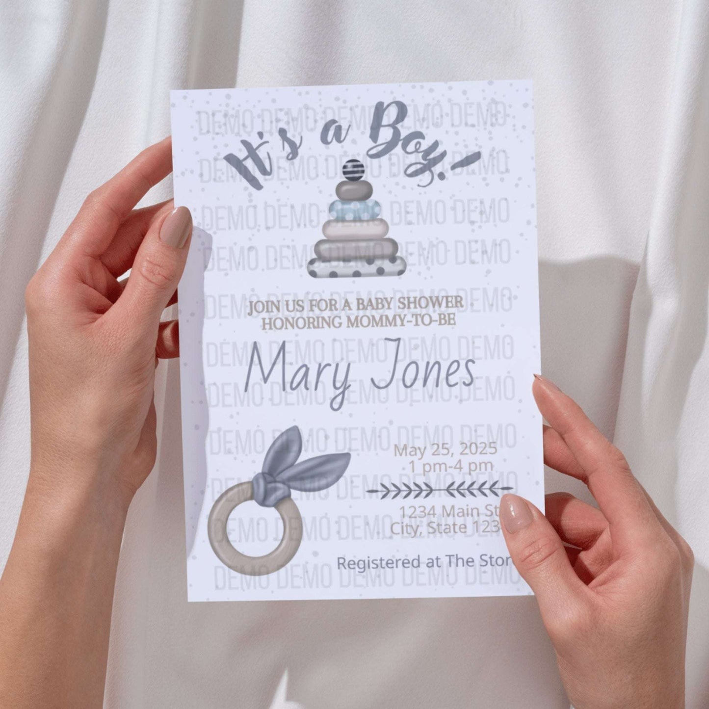 It’s a Boy Baby Shower Invitation – Watercolor Toy Personalized Template