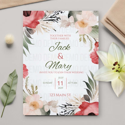 Love Bloom Wedding Invitation – Editable Floral Template