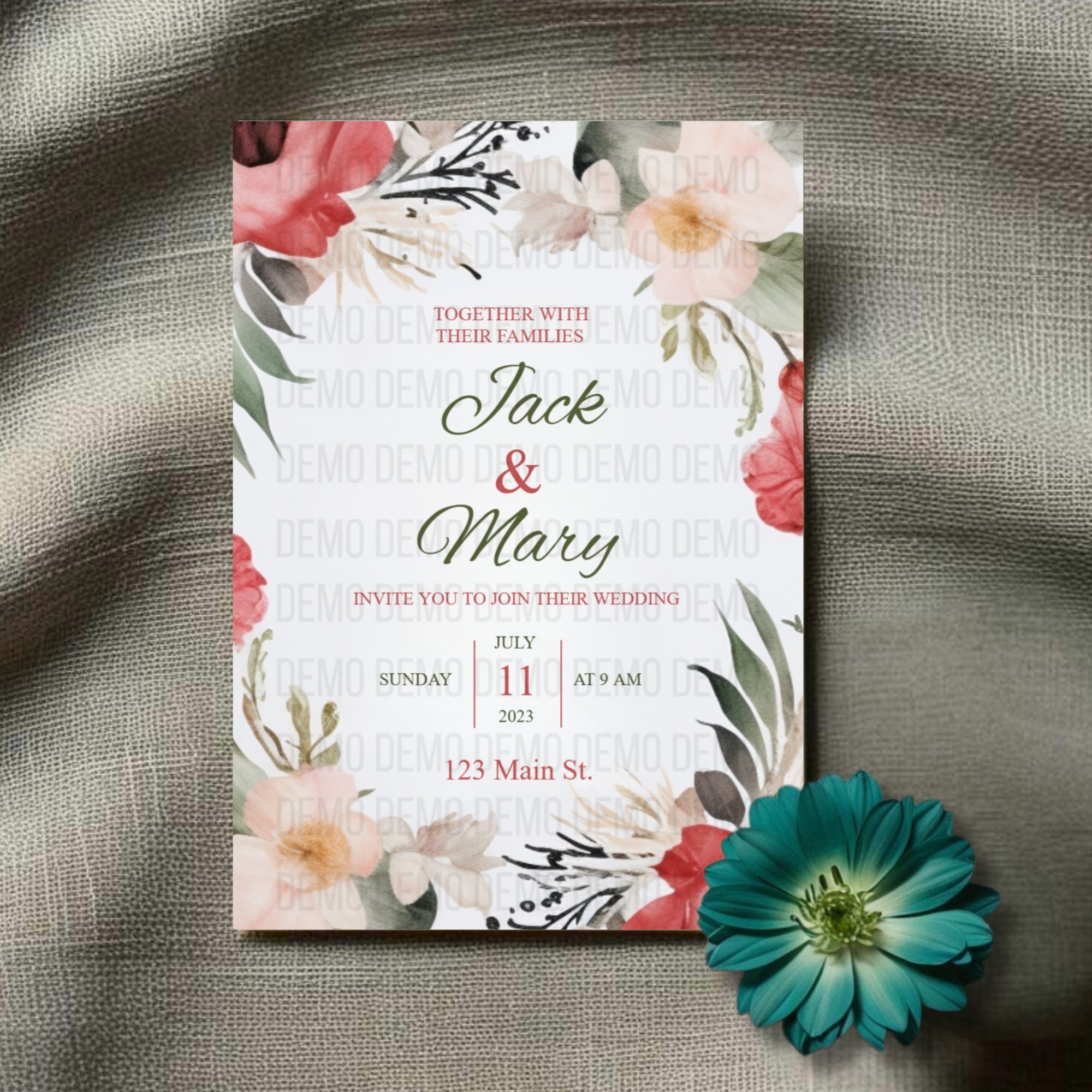 Love Bloom Wedding Invitation – Editable Floral Template