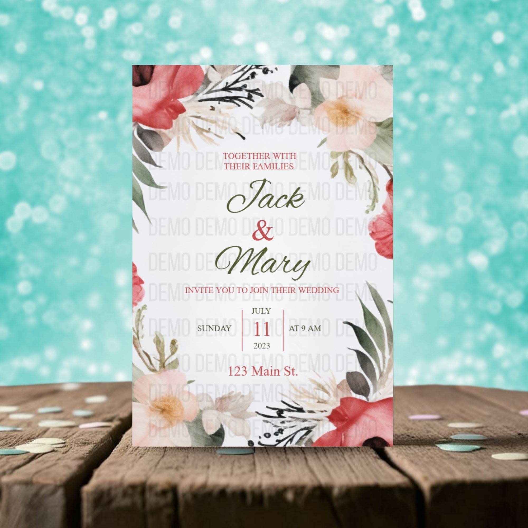 Love Bloom Wedding Invitation – Editable Floral Template