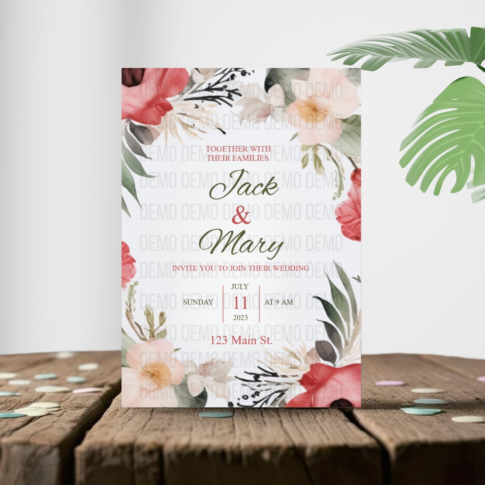 Love Bloom Wedding Invitation – Editable Floral Template