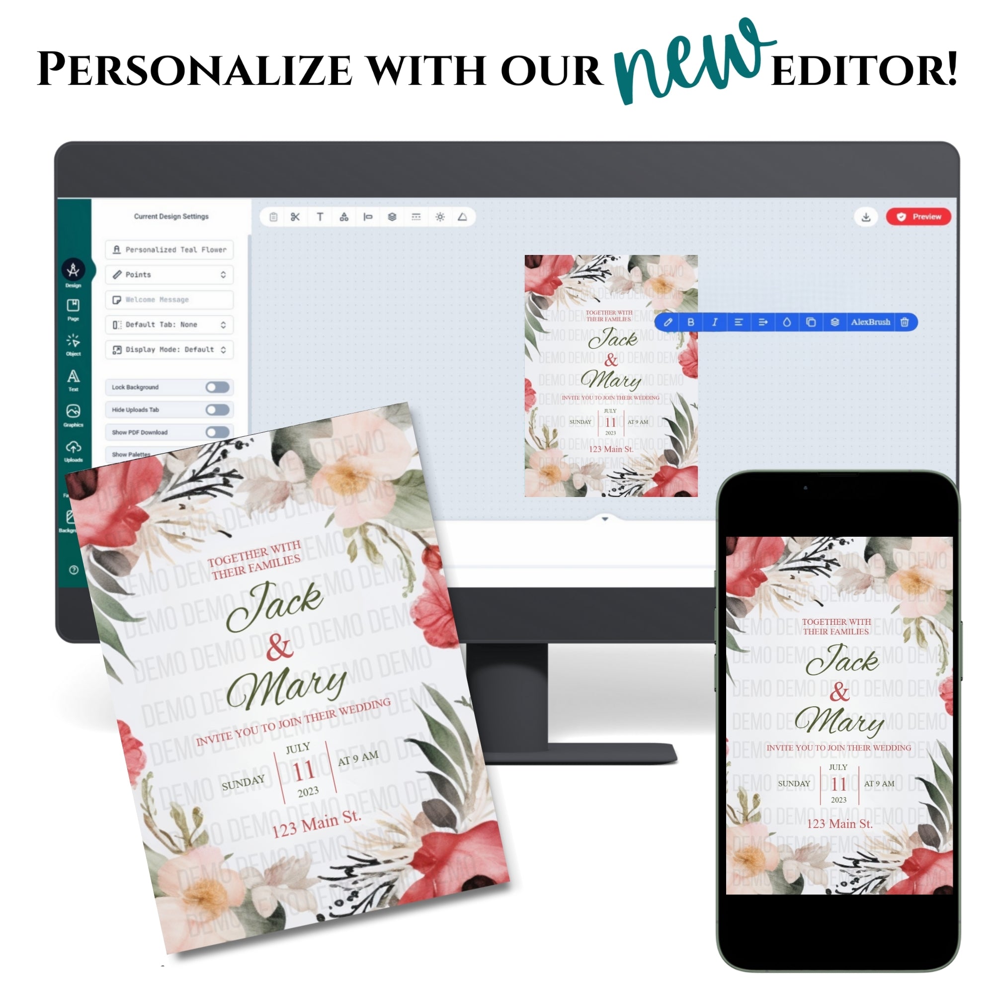 Love Bloom Wedding Invitation – Editable Floral Template