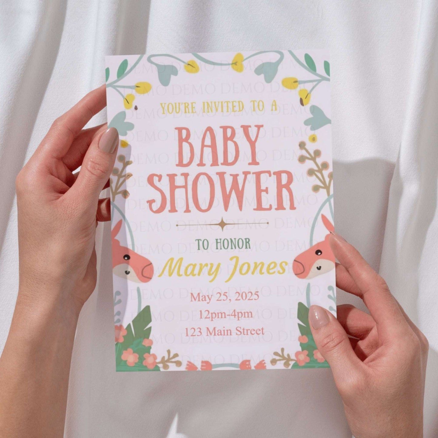 Neutral Colorful Baby Shower Invitation – Personalized Editable Template