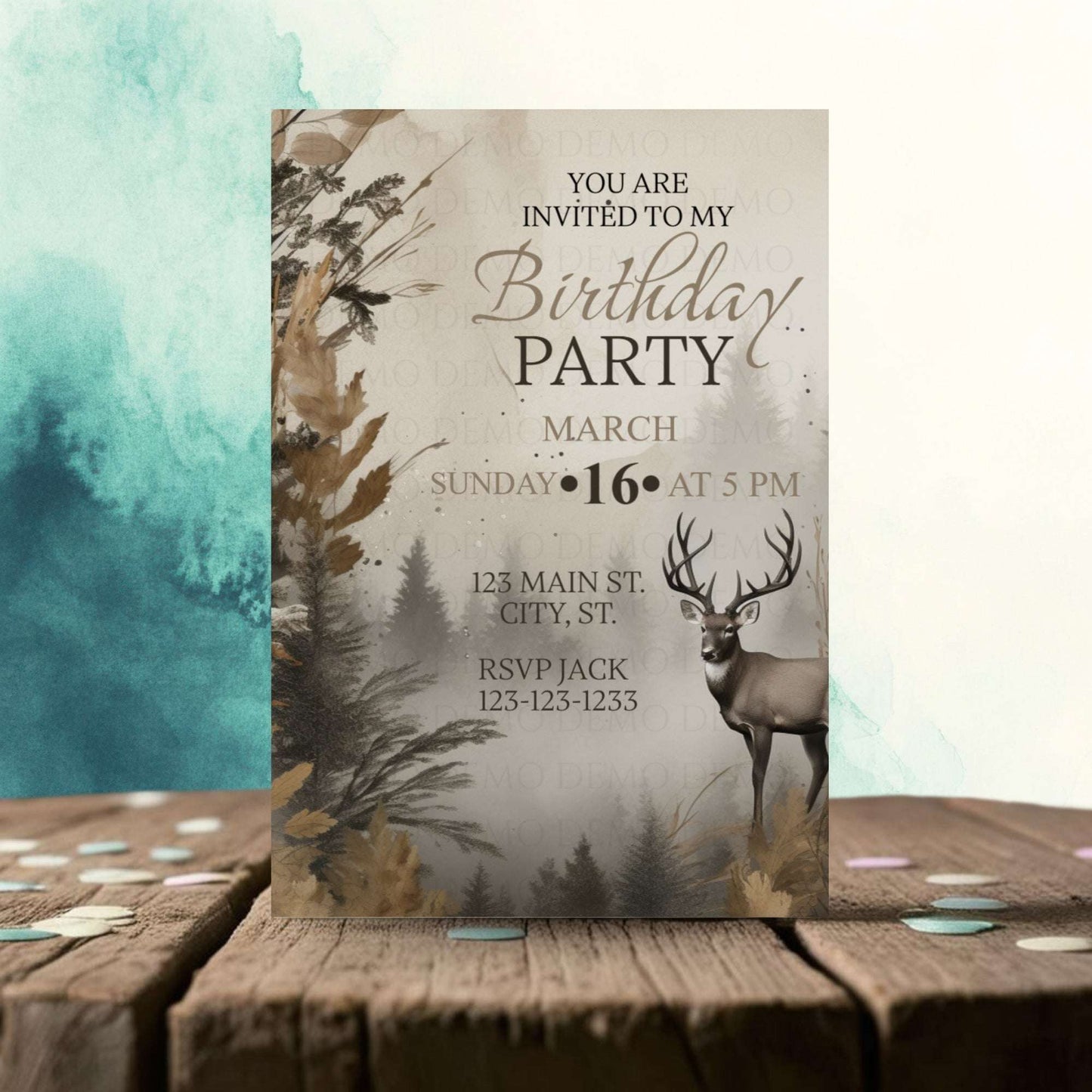 Outdoors Themed Birthday Invite