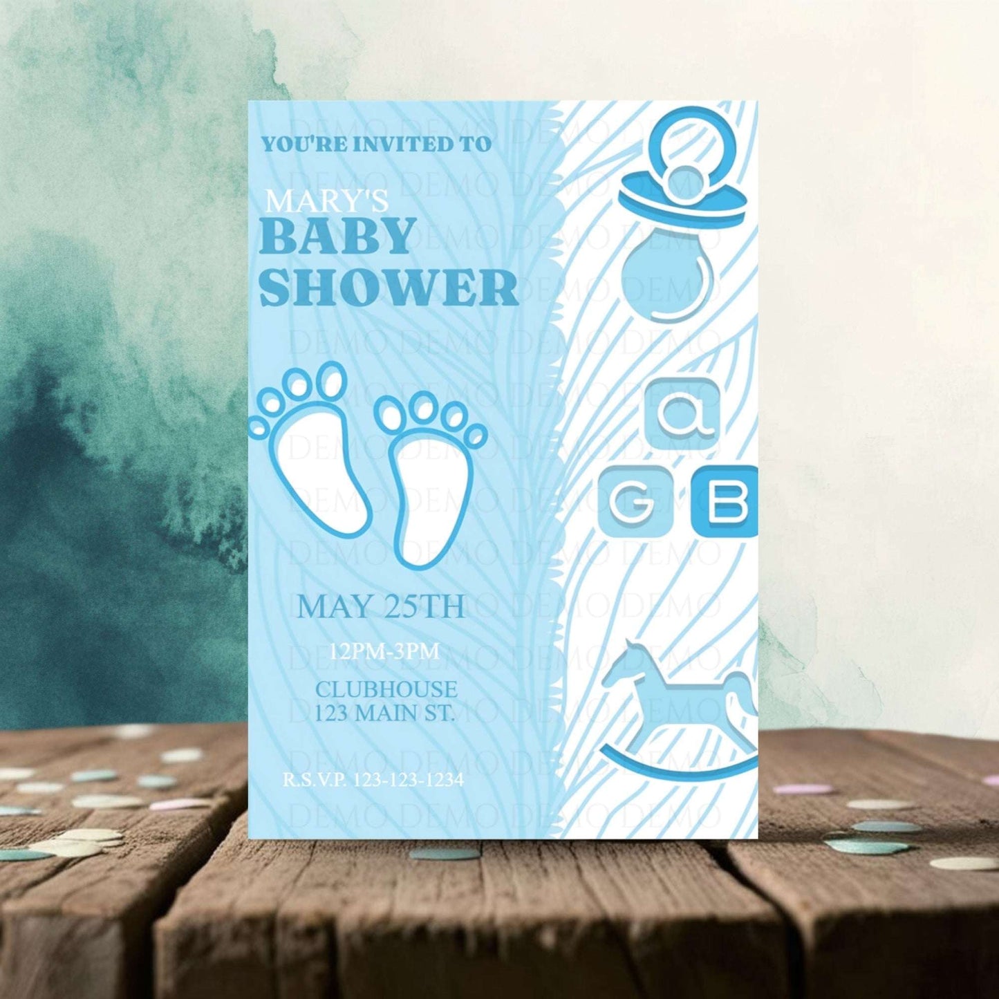 Personalized Baby Footprint Shower Invitation