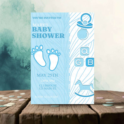Personalized Baby Footprint Shower Invitation