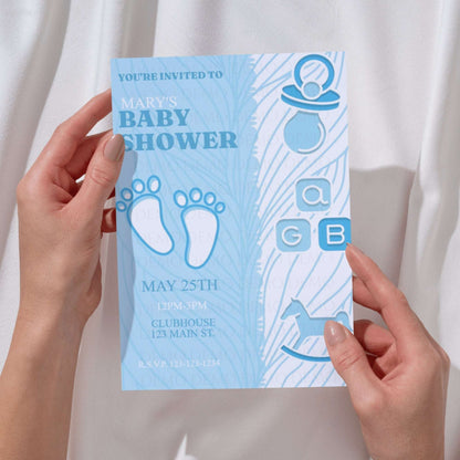 Personalized Baby Footprint Shower Invitation