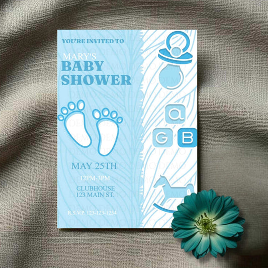 Personalized Baby Footprint Shower Invitation