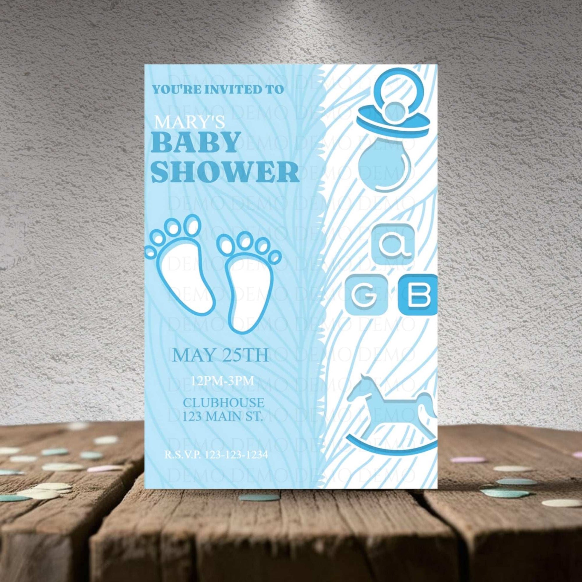Personalized Baby Footprint Shower Invitation