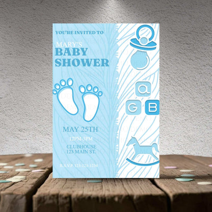 Personalized Baby Footprint Shower Invitation
