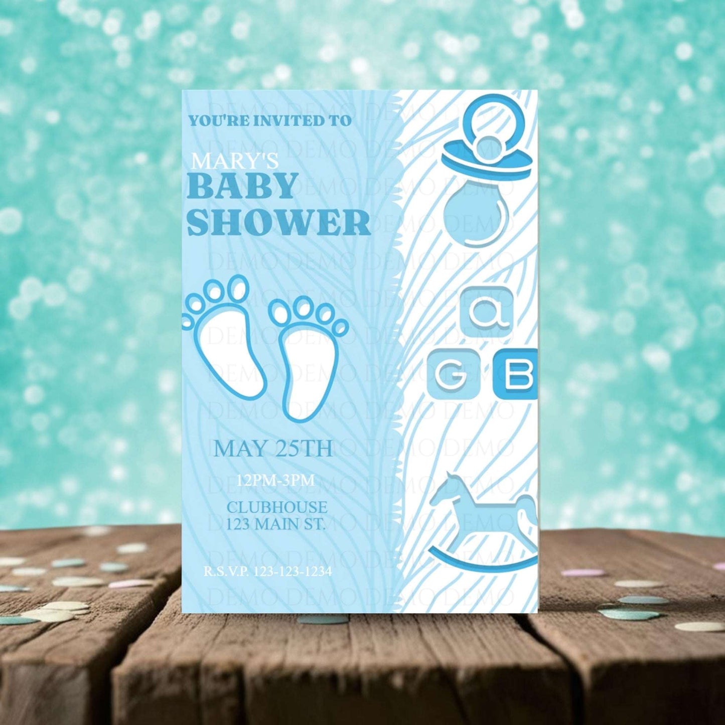 Personalized Baby Footprint Shower Invitation