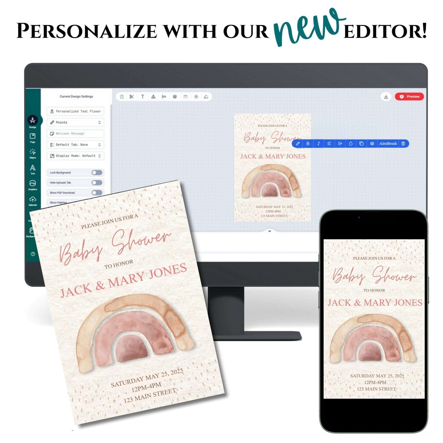 Personalized Boho Baby Shower Invitation | C