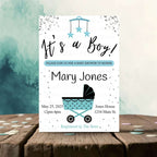 Personalized Boy Buggy Baby Shower Invite