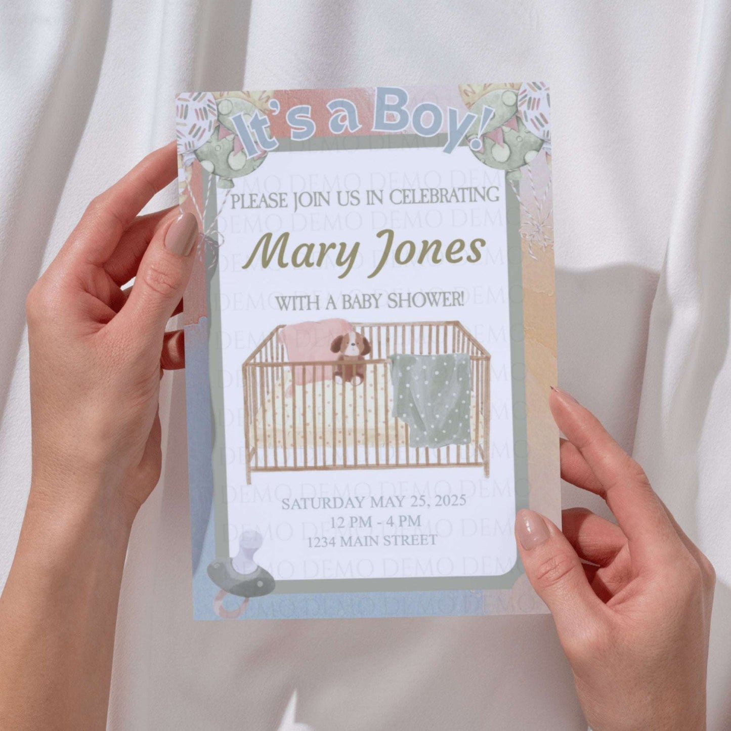 Personalized Boy Crib Baby Shower Invitation
