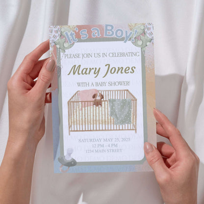 Personalized Boy Crib Baby Shower Invitation