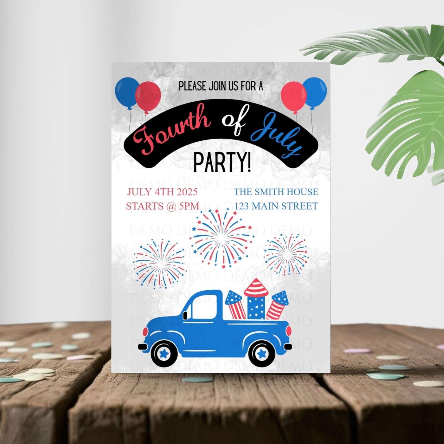 Personalized Fourth of July Invitation | Car