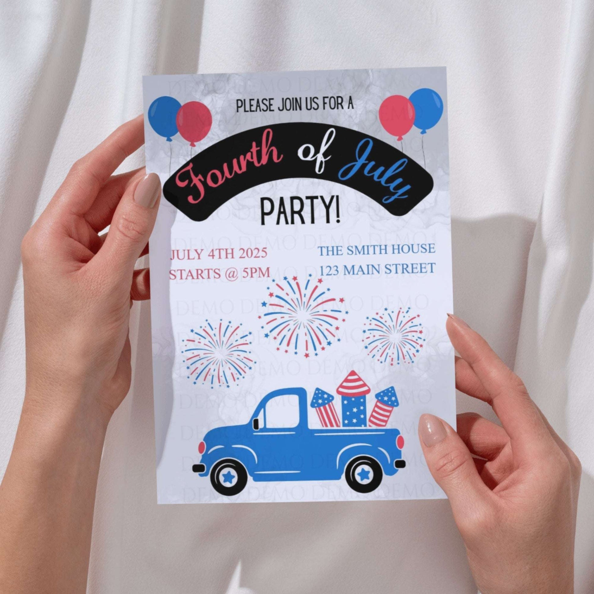 Personalized Fourth of July Invitation | Car