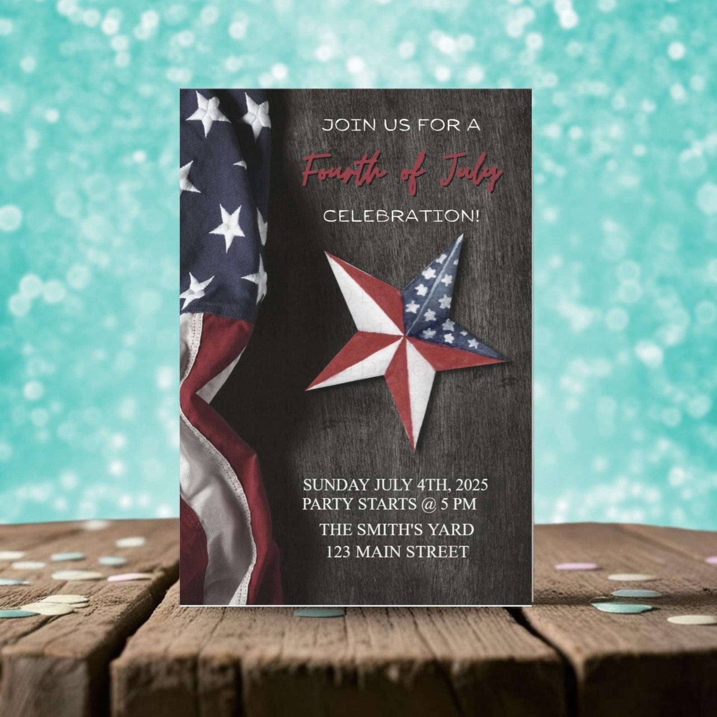 Personalized Fourth of July Stars Invitation