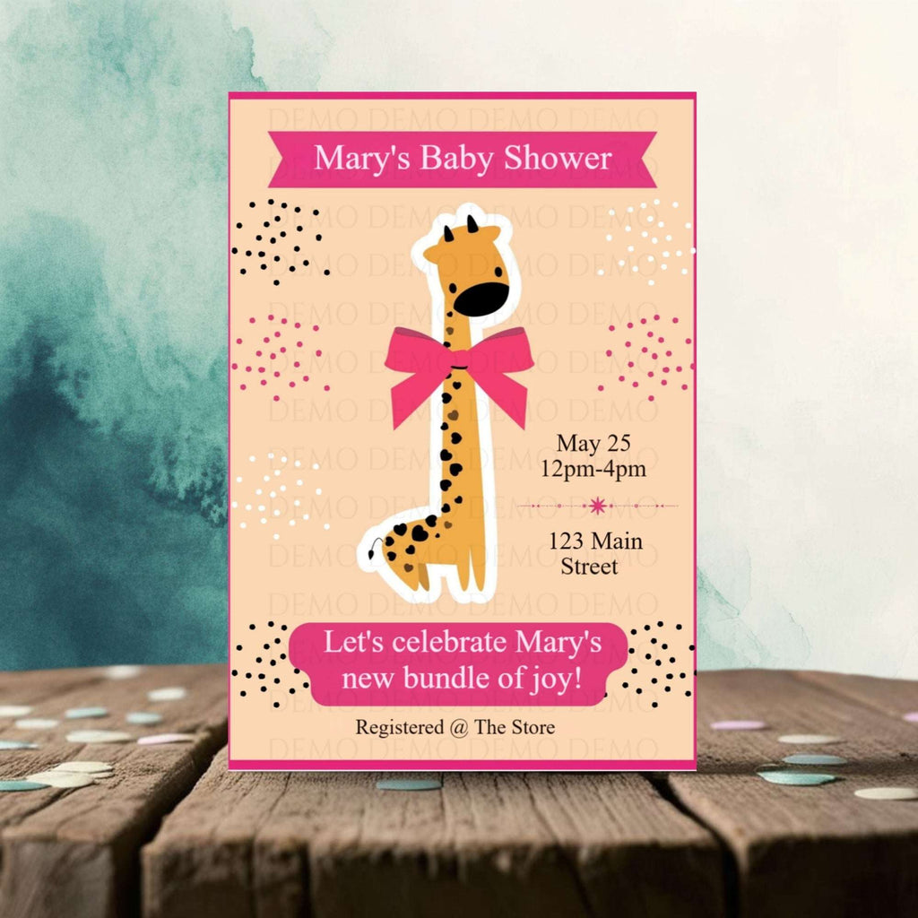 Personalized Giraffe Baby Shower Invitation II
