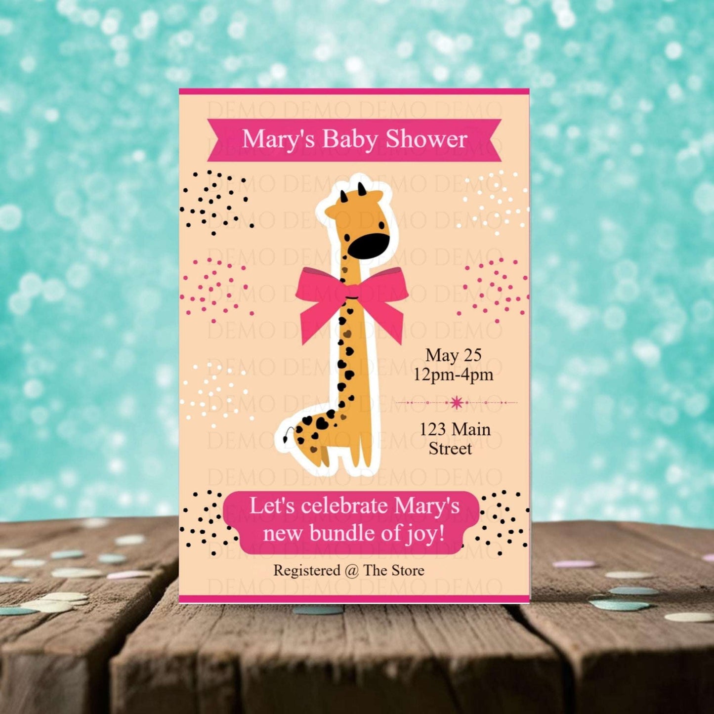 Personalized Giraffe Baby Shower Invitation II