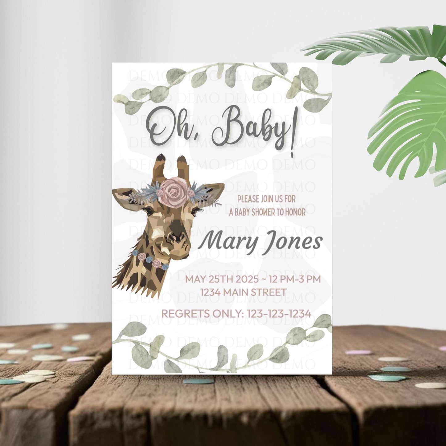 Personalized Giraffe Baby Shower Party Invitation